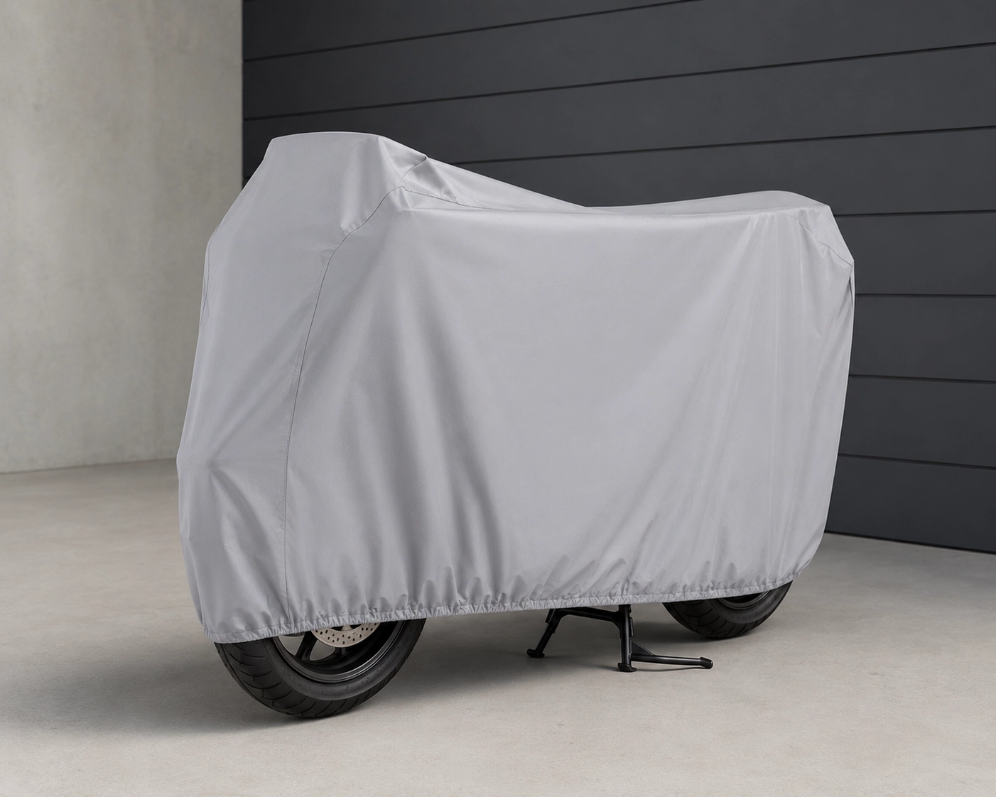 Gri Su Geçirmez Premium Motosiklet Branda 400cc Altı Motorlar Için Alttan Lastikli Motorsiklet Çadır