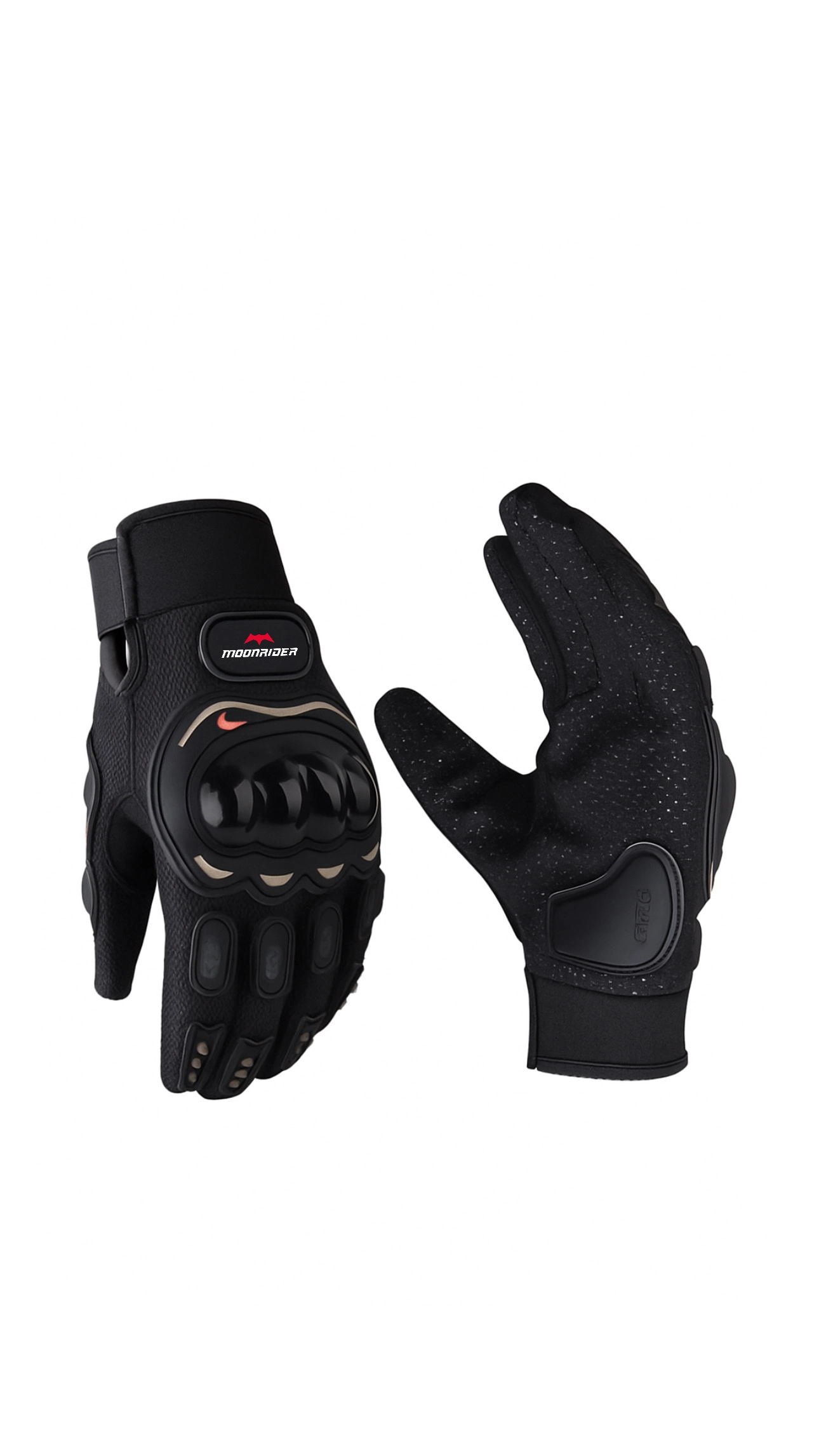 Unisex Siyah Korumalı Motosiklet Eldiveni Siyah