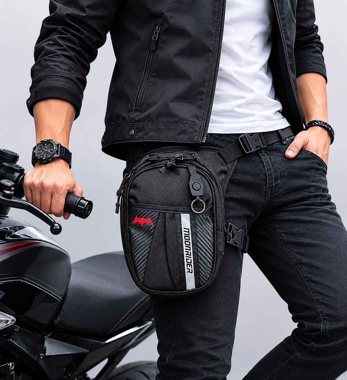 Motosiklet Bacak&bel Çantası Premium Suya Dayanıklı Unisex Geniş Ayarlanabilir Kemerli Motorcu Çanta