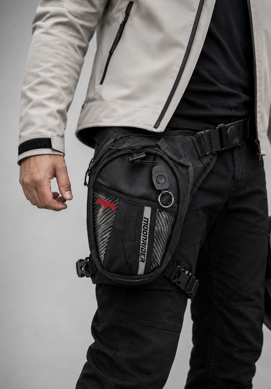 Motosiklet bacak ve bel çantası geniş hacimli ayarlanabilir kemerli unisex ithal motorcu çantası