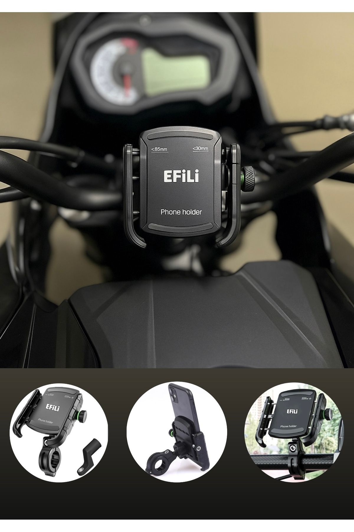 Motosiklet Telefon Tutucu Ayarlanabilir Genişlik Gidon Ve Ayna Aparatlı Motorsiklet Telefon Tutucu