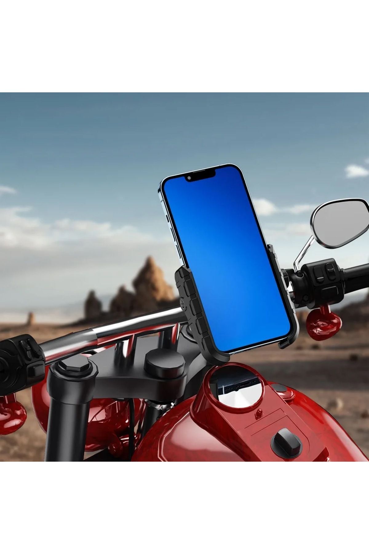 Motosiklet telefon tutucu motorsiklet gidon ayna aparatlı alüminyum ayarlı genişlik telefon tutacağı