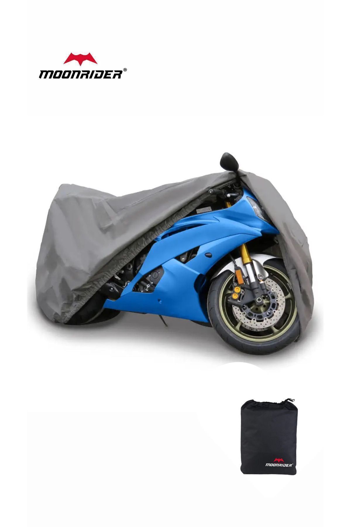 Gri Motorsiklet Çadırı Motor Brandası Su Geçirmez Topcase Uyumlu Taşıma Çantalı 250cm-150cm