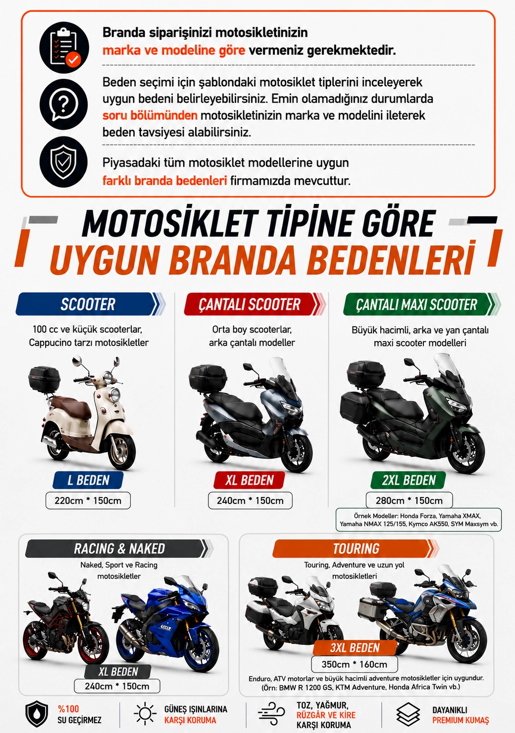 Su Geçirmez Premium Motosiklet Branda 450cc Altı Motorlar Lastikli Taşıma Çantalı Motor Brandası