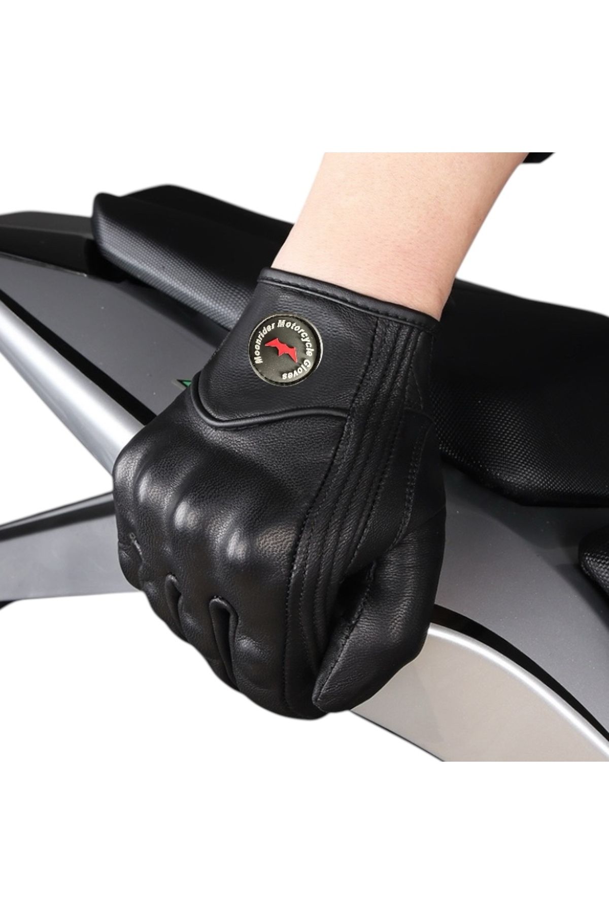 Motosiklet eldiveni %100 gerçek deri siyah touch özellik unisex korumalı motor eldiveni NX-7