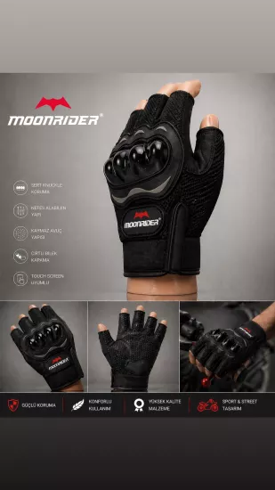 Motosiklet Eldiveni Kesik Yarım Parmak Motorcu Eldiveni Korumalı Bisiklet Motor Eldiveni Nx-10