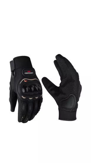 Unisex Siyah Korumalı Motosiklet Eldiveni Siyah