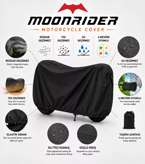 Su Geçirmez Premium Motosiklet Branda 450cc Altı Motorlar Lastikli Taşıma Çantalı Motor Brandası