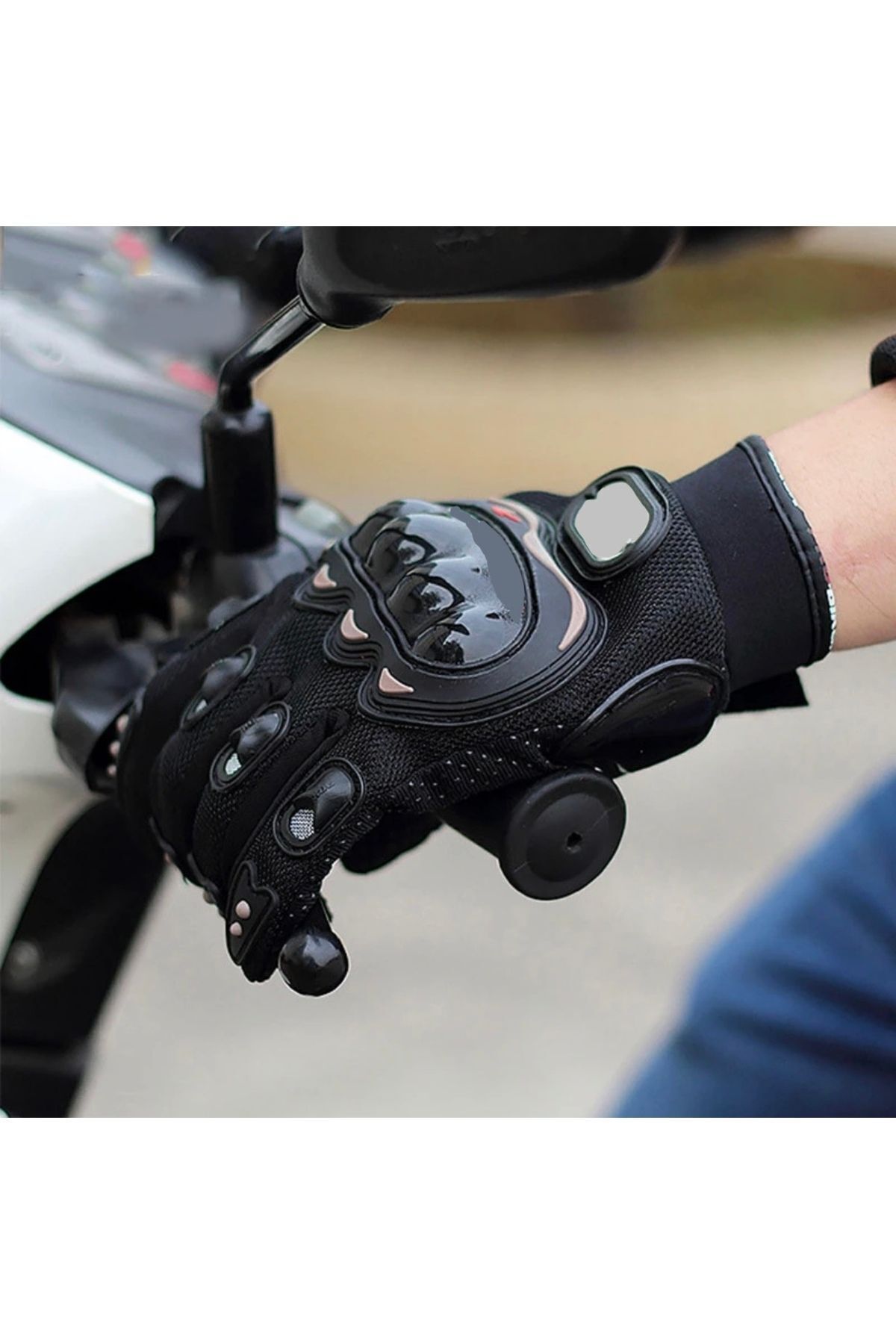 Motosiklet Eldiveni Kemik Korumalı Unisex Motorsiklet Bisiklet Eldiveni Siyah Motor Eldiven Uzun
